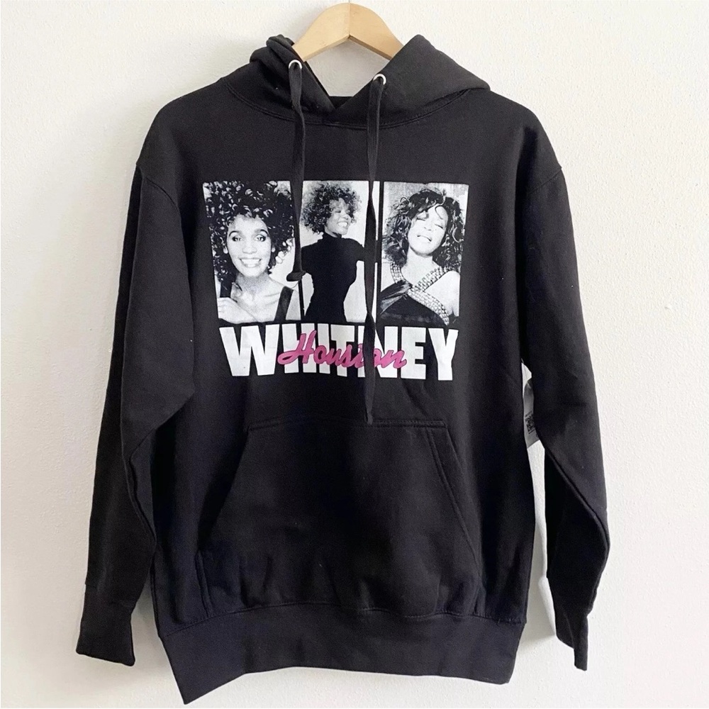 Whitney Houston Black Graphic Hoodie Sweatshirt Pullover Oversized Medium NWT